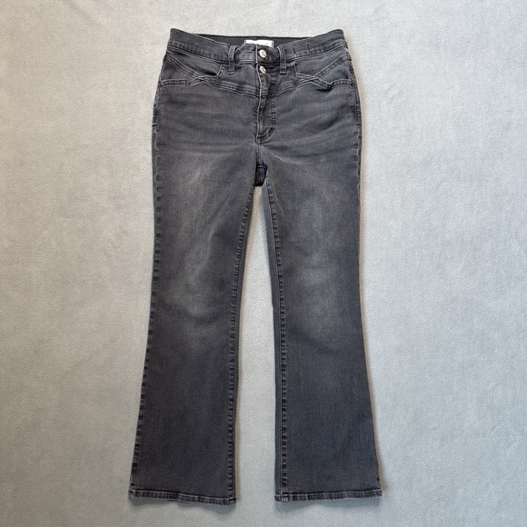 Madewell Denim - Madewell Jeans Womens 28 Black Mid Rise Kick‎ Out Bootcut Crop Stretch Denim